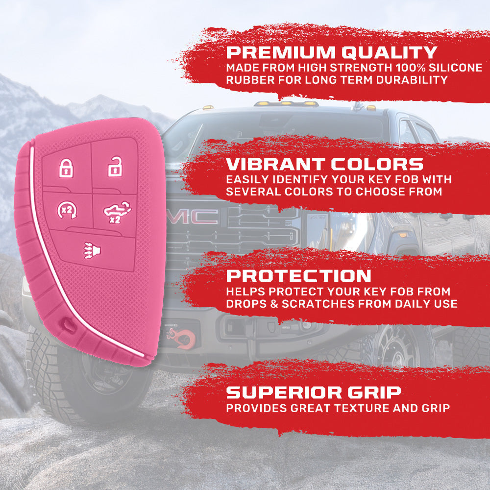 GMC & Chevy 22-26 Sierra & Silverado 1-Piece 100% Silicone Rubber Key Fob Cover - Multiple Colors