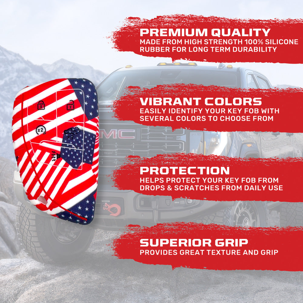 GMC & Chevy 22-26 Sierra & Silverado 1-Piece 100% Silicone Rubber Key Fob Cover - Multiple Colors