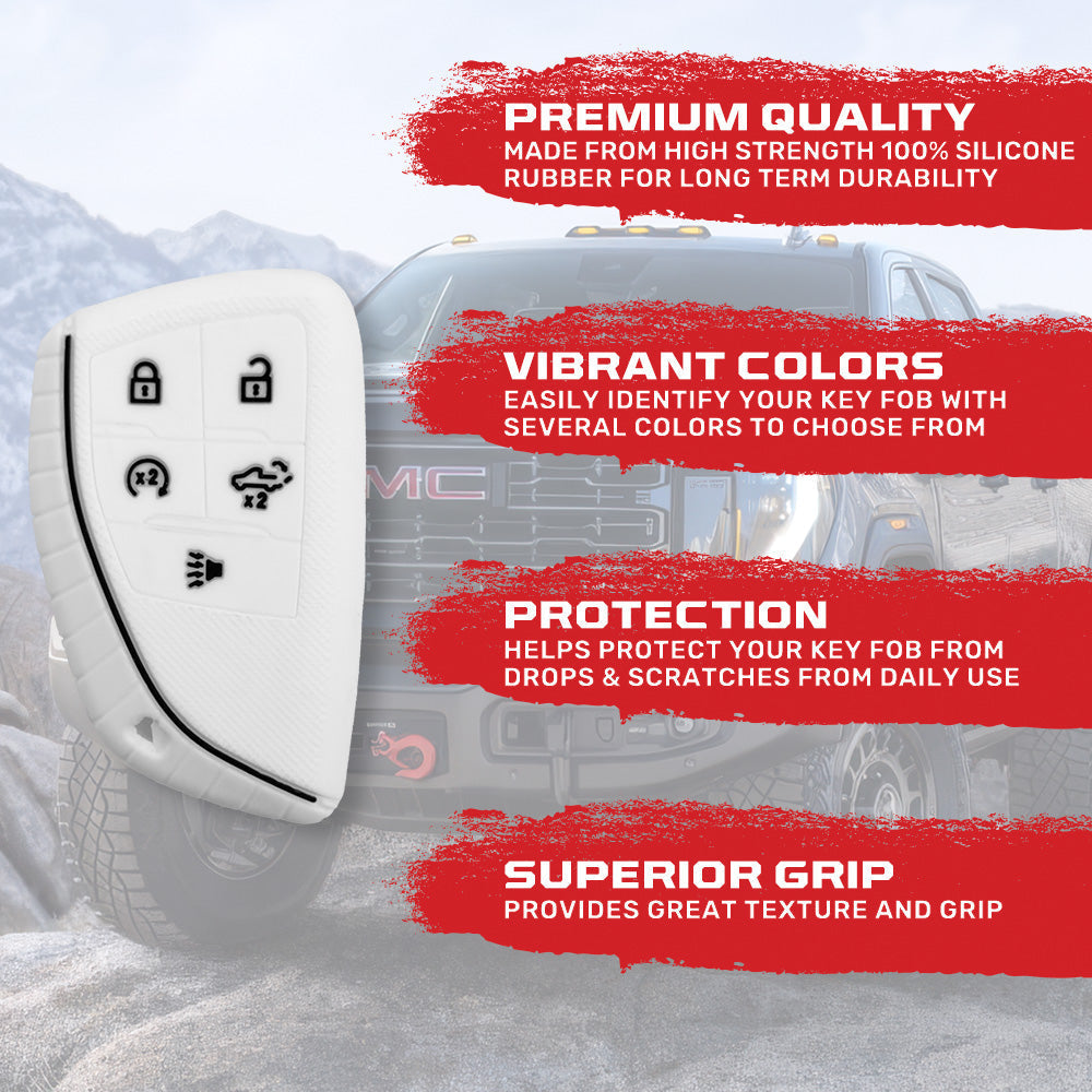 GMC & Chevy 22-26 Sierra & Silverado 1-Piece 100% Silicone Rubber Key Fob Cover - Multiple Colors