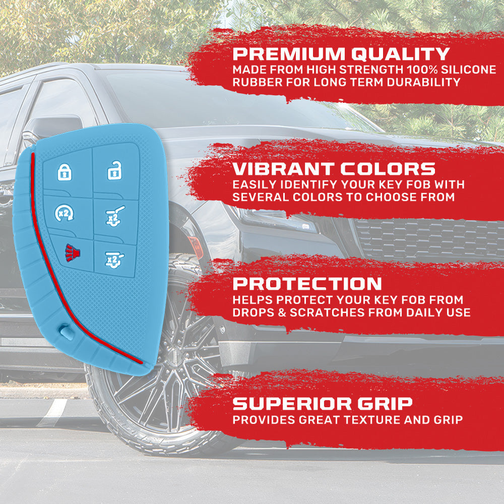 GMC 21-26 Yukon, XL, Denali & 22-26 Hummer EV & Chevy 21-26 Tahoe/Suburban 100% Silicone Rubber Key Fob Cover Premium Quality - Multiple Colors
