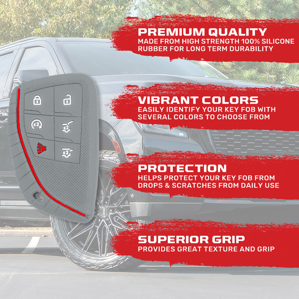 GMC 21-26 Yukon, XL, Denali & 22-26 Hummer EV & Chevy 21-26 Tahoe/Suburban 100% Silicone Rubber Key Fob Cover Premium Quality - Multiple Colors