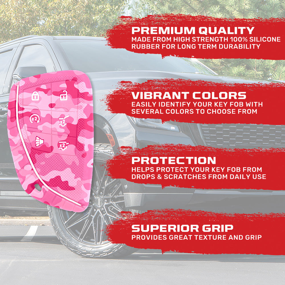 GMC 21-26 Yukon, XL, Denali & 22-26 Hummer EV & Chevy 21-26 Tahoe/Suburban 100% Silicone Rubber Key Fob Cover Premium Quality - Multiple Colors