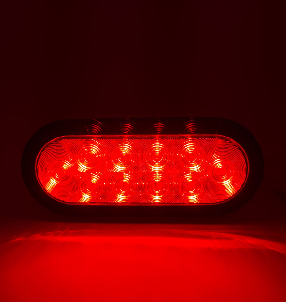 Red Oval 6" Universal 2-Pc LED Cargo Trailer Lights (Red Running Lights, Brake Lights & Turn Signals) 4-Wire Pin System