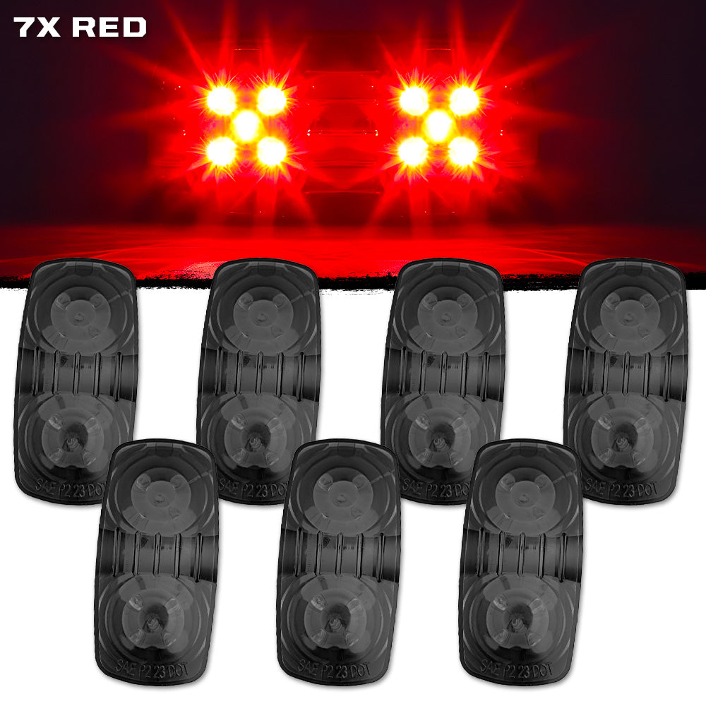 RECON 14-Pc Trailer Clearance Side Marker Running Lights Turn Signals 4" Lights with Ultra Bright 7 Red & 7 Amber LED Lights - Multiple Lens