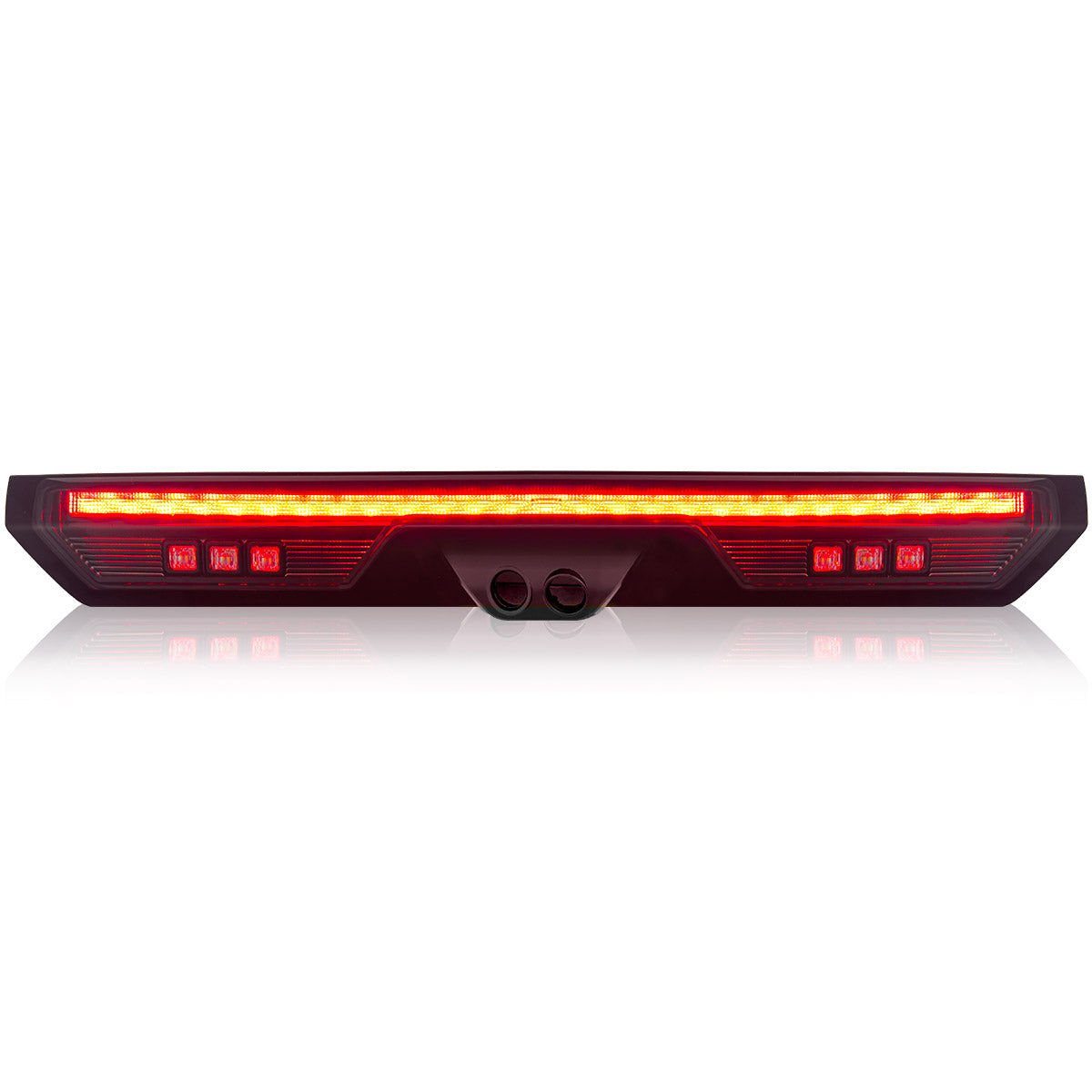 GMC Sierra 1500 & Chevy Silverado 1500 19-26 (4th GEN) - ULTRA HIGH POWER Red LED 3rd Brake Light w/ ULTRA HIGH POWER CREE XML White LED Cargo Lights (Replaces LED 3rd Brake Light with 2 Cargo Bed Cameras - Smoked Lens
