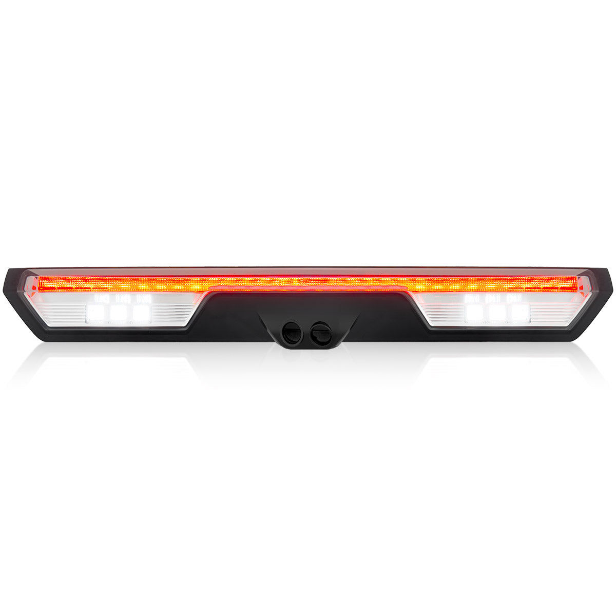 GMC Sierra 1500 & Chevy Silverado 1500 19-26 (4th GEN) - ULTRA HIGH POWER Red LED 3rd Brake Light w/ ULTRA HIGH POWER CREE XML White LED Cargo Lights (Replaces LED 3rd Brake Light with 2 Cargo Bed Cameras - Clear Lens