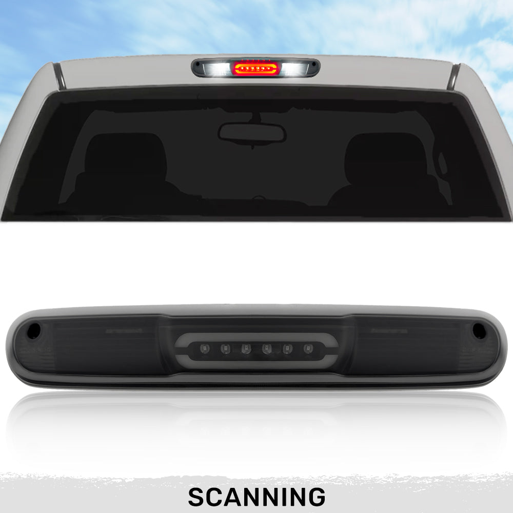 GMC Sierra & Chevy Silverado 07-13 3rd Brake Light Kit Ultra High Power Scanning Red LED with White XML Cargo Lights Smoked Lens