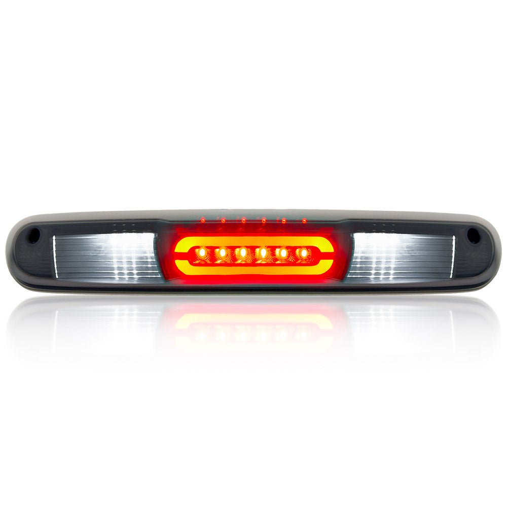 GMC Sierra & Chevy Silverado 07-13 3rd Brake Light Kit Ultra High Power Scanning Red LED with White XML Cargo Lights Smoked Lens