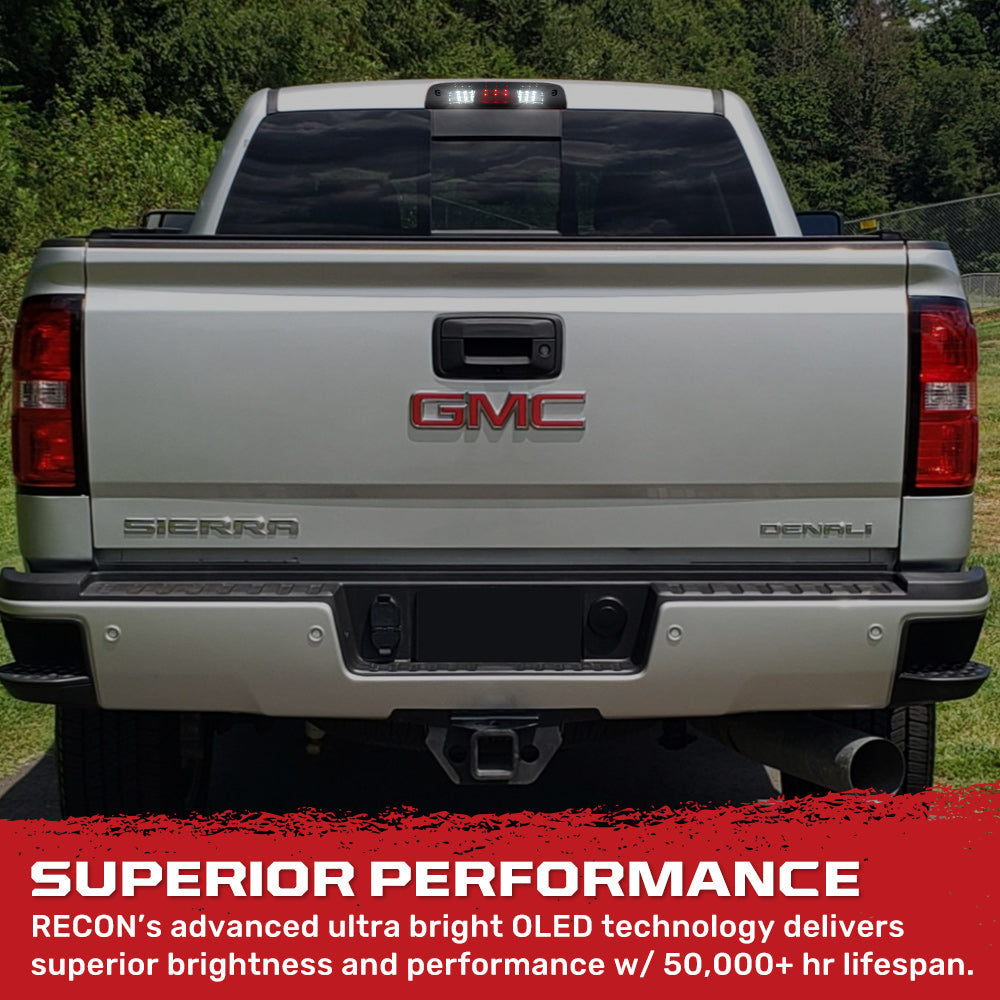 GMC Sierra & Chevy Silverado 3rd GEN 1500 14-18 Red LED 3rd Brake Light Kit with White LED Cargo Lights with Smoked Lens