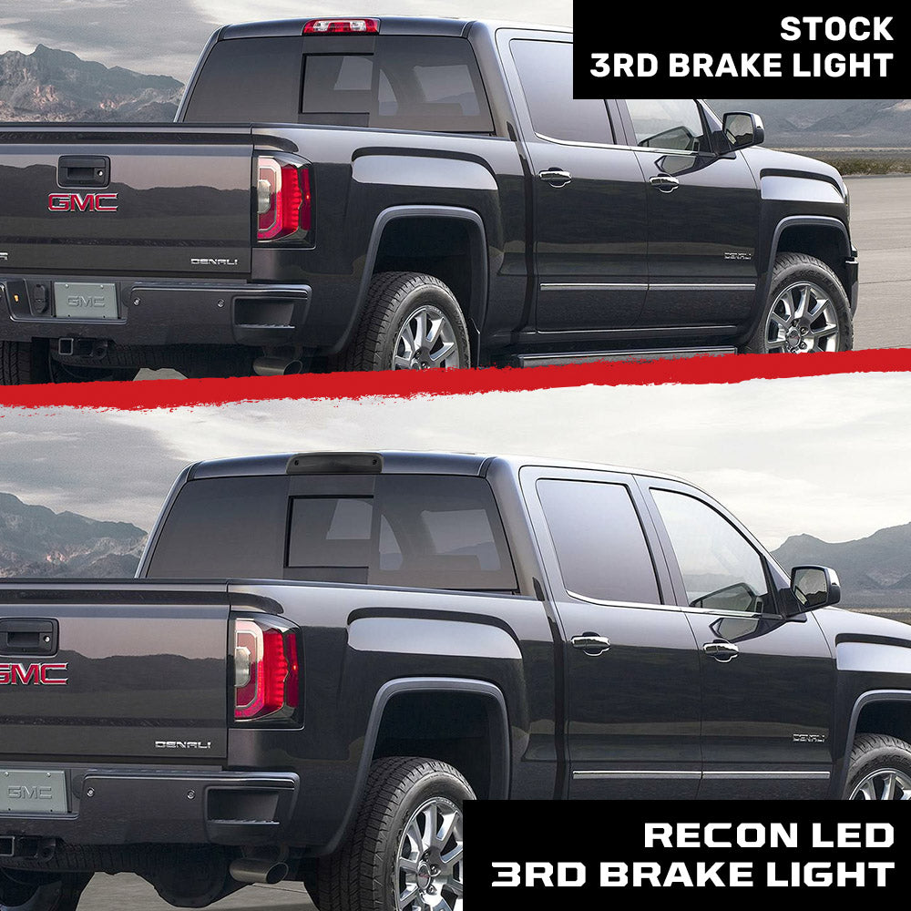 GMC Sierra & Chevy Silverado 3rd GEN 14-19 2500/3500 Red LED 3rd Brake Light Kit with White LED Cargo Lights with Smoked Lens