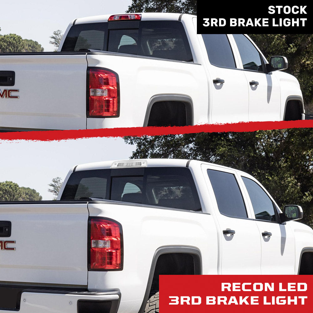 GMC Sierra & Chevy Silverado (3rd GEN) 1500 14-18 Red LED 3rd Brake Light Kit with White LED Cargo Lights - Clear Lens