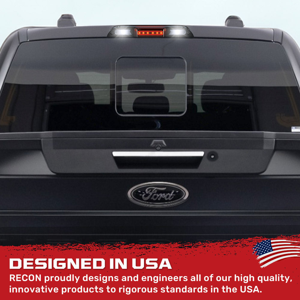 Ford F150 15-26 Ultra High Power Red LED 3rd Brake Light Kit w/ CREE XML White LED Cargo Lights (ATTN: DOES NOT FIT Models with Cargo Bed Camera in OEM 3rd Brake Light) - Smoked Lens