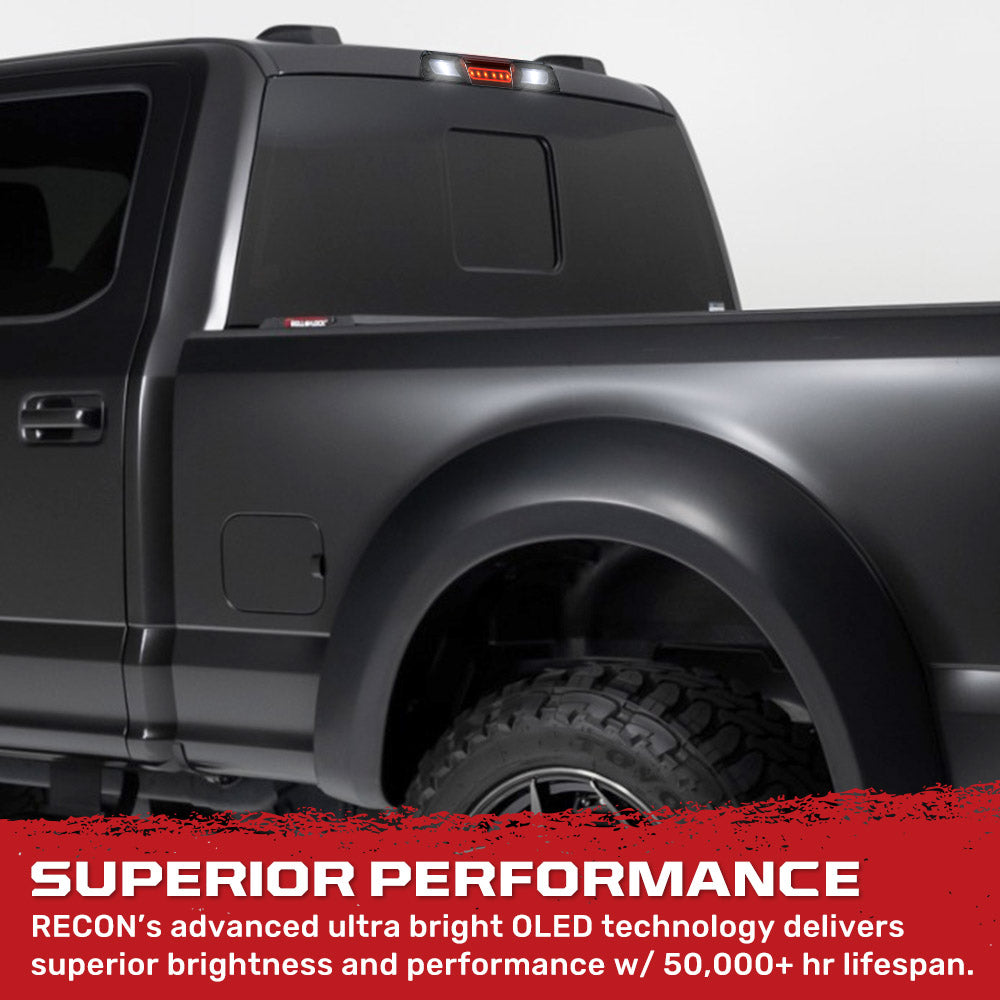 Ford F150 15-26 Ultra High Power Red LED 3rd Brake Light Kit w/ CREE XML White LED Cargo Lights (ATTN: DOES NOT FIT Models with Cargo Bed Camera in OEM 3rd Brake Light) - Smoked Lens