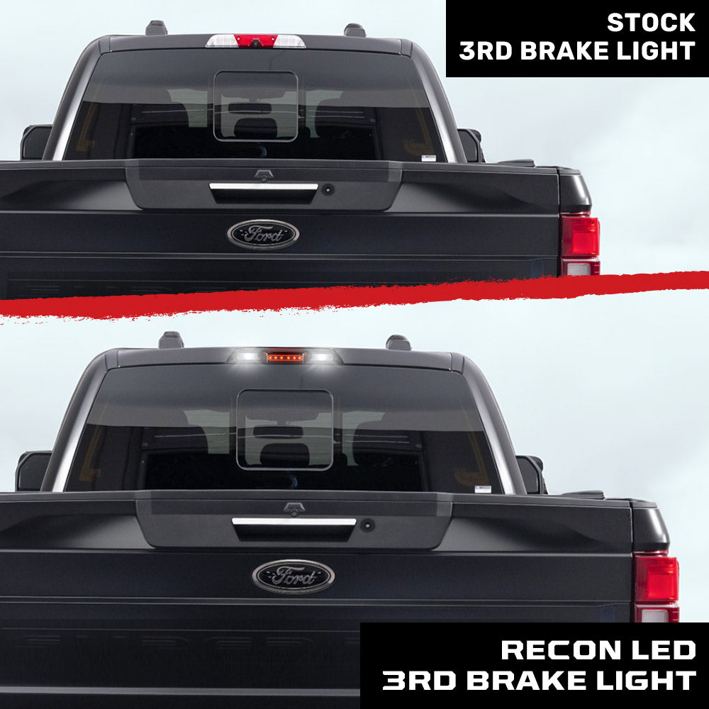 Ford F150 15-26 Ultra High Power Red LED 3rd Brake Light Kit w/ CREE XML White LED Cargo Lights (ATTN: DOES NOT FIT Models with Cargo Bed Camera in OEM 3rd Brake Light) - Smoked Lens