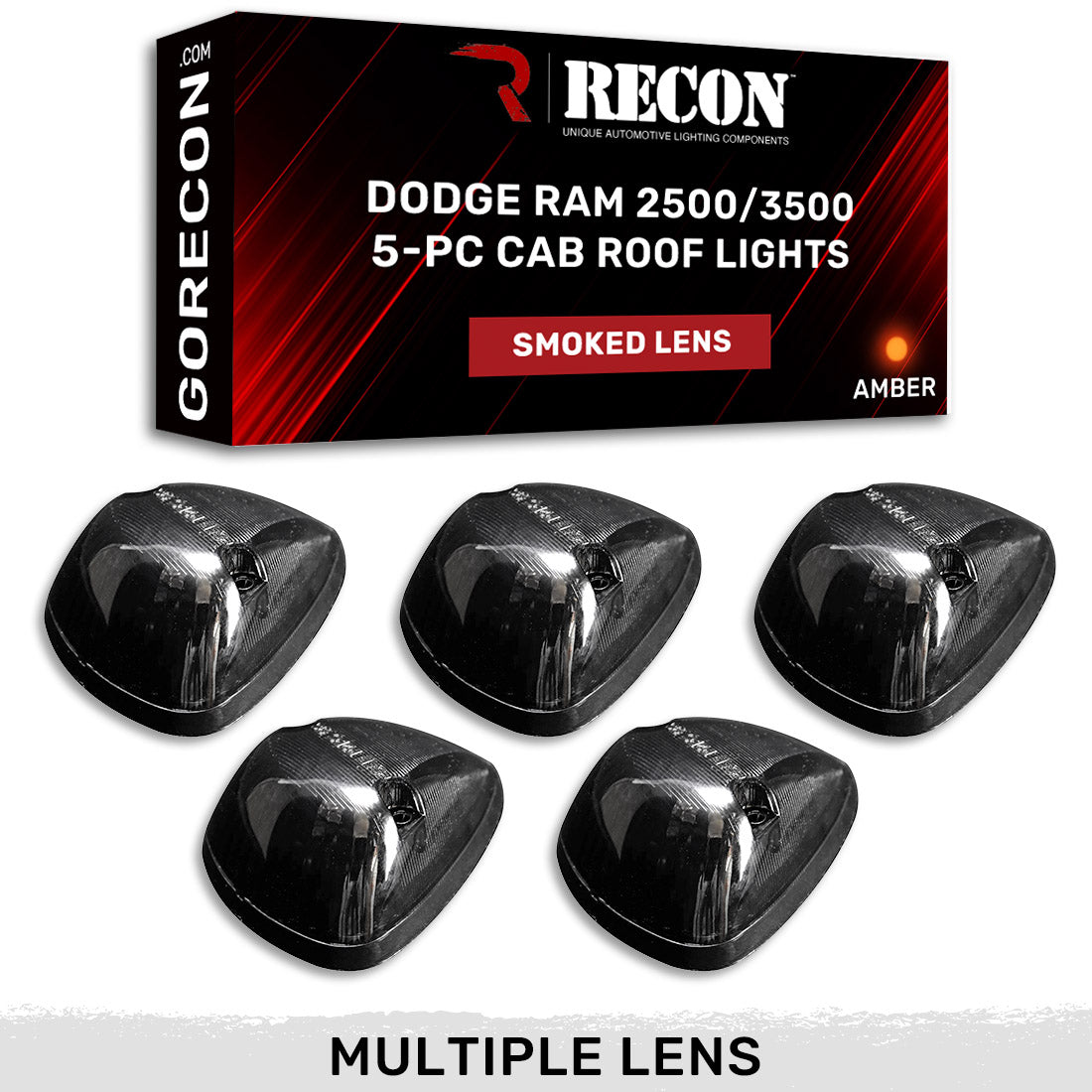 Dodge RAM 2500/3500 94-98 5-Piece Cab Roof Light Set Amber LED 194 Bulbs - Multiple Lens