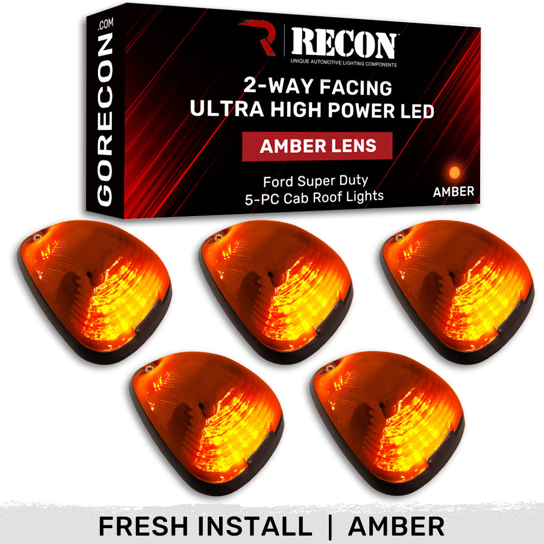 Ford 99-16 Super Duty 5-Pc Cab Roof Lights 2-Way Front & Rear Facing Ultra High-Power LED (ATTN: For Models That DID NOT Come With Factory Cab Lights) - Multiple Options