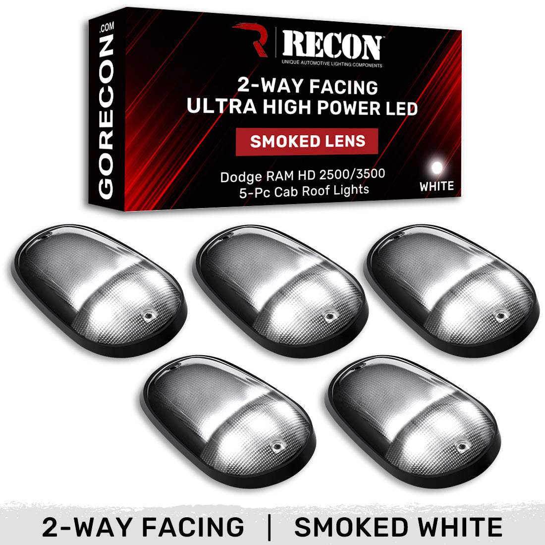 Dodge RAM Heavy-Duty 2500/3500 03-18 5 Piece Cab Roof Light Set 2-Way Front & Rear Facing Ultra High-Power LEDs Multiple Lens & Colors