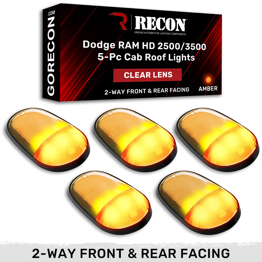 Dodge RAM Heavy-Duty 2500/3500 03-18 5 Piece Cab Roof Light Set 2-Way Front & Rear Facing Ultra High-Power LEDs Multiple Lens & Colors
