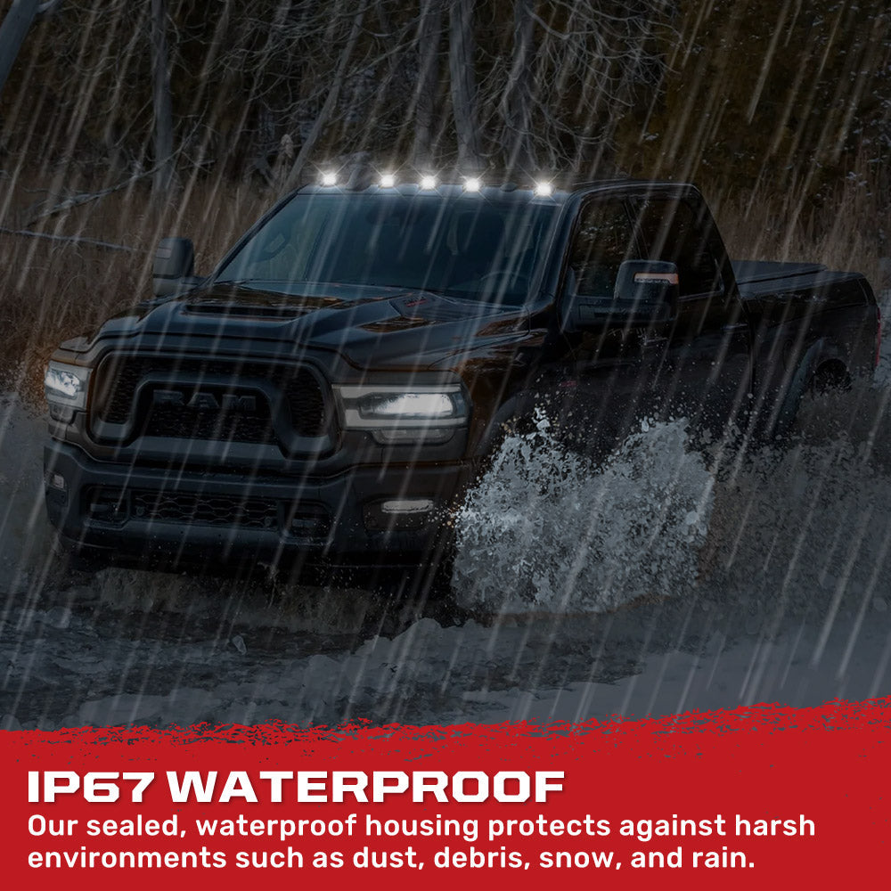 Dodge RAM 03-18 Heavy-Duty 2500/3500 5-Piece Cab Roof Light Kit Strobe LED White & Amber - Multiple Lens