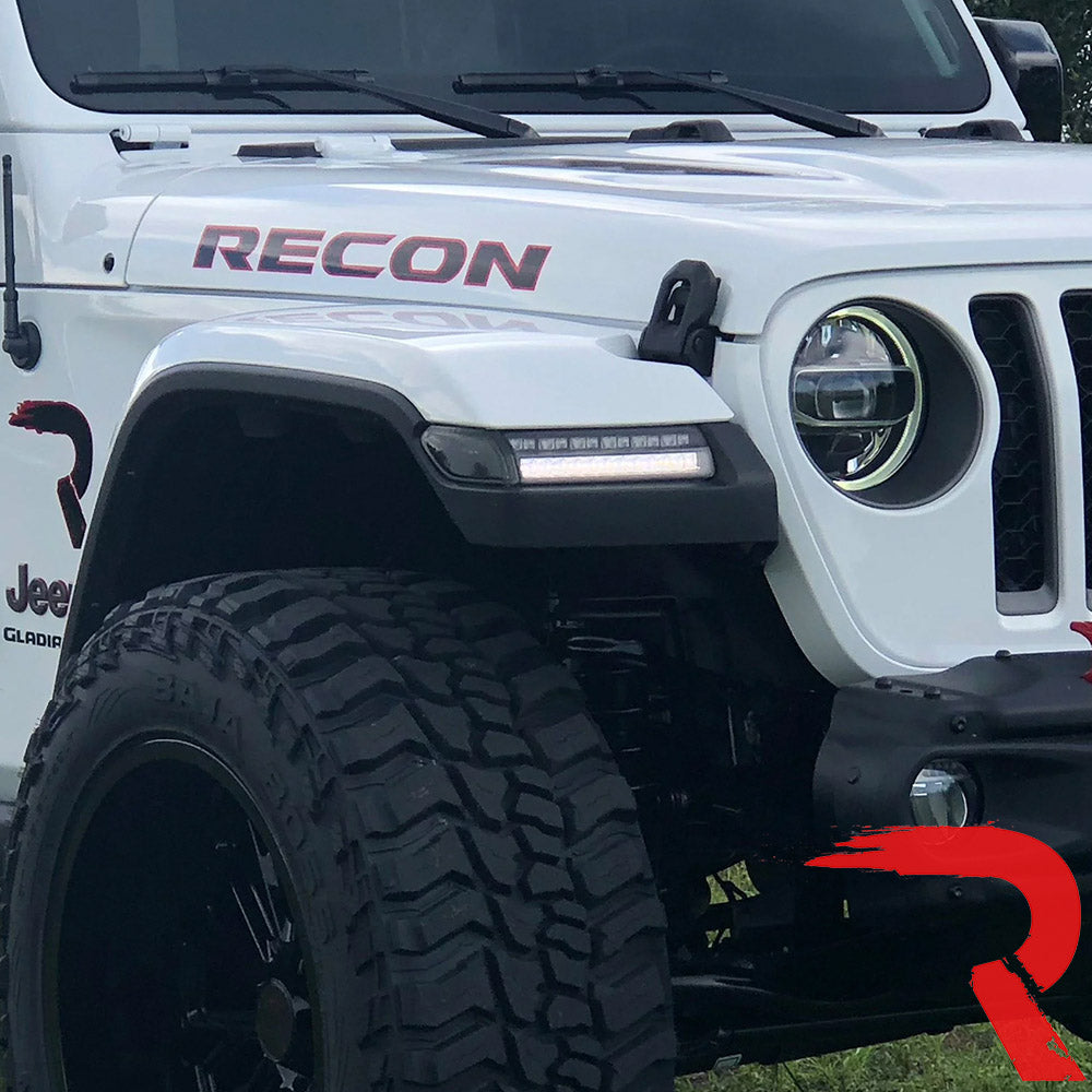 Jeep Wrangler JL 18-26 Ultra Bright White DRL OLED Amber Scanning Switchback Turn Signals Fender Lights (Replaces OEM LED) - Multiple Lens