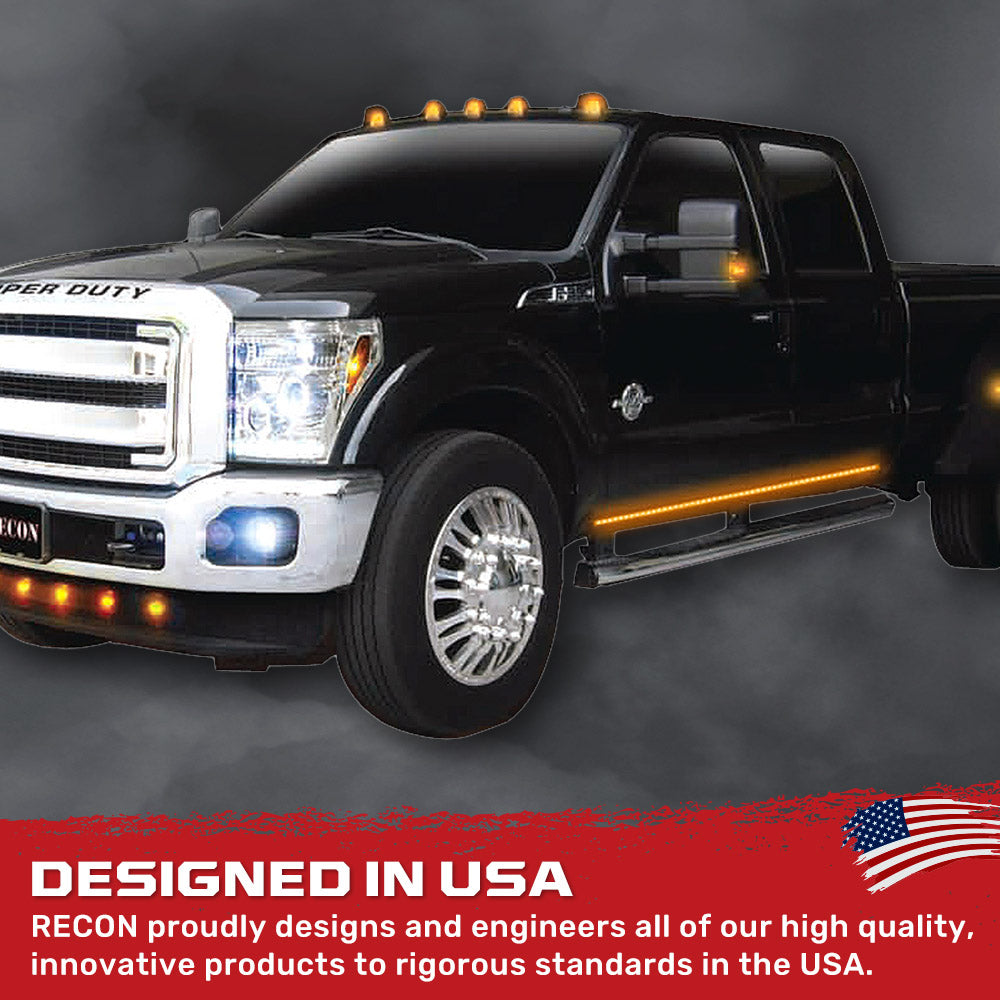 "Big Rig" Strobing Side Mounted High Power LED Light Bars User Selectable Control Amber or White - Multiple Sizes