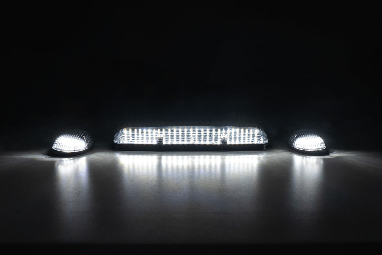 GMC & Chevy 02-07 3-Piece Cab Roof Light Kit Strobe LED White & Amber - Multiple Lens