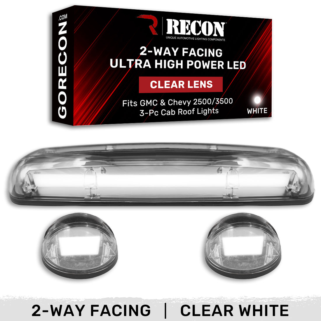 GMC & Chevy 02-07 Heavy Duty 3-PC Cab Roof Light Kit 2-Way Front & Rear Facing Ultra High Power OLEDs - Multiple Options