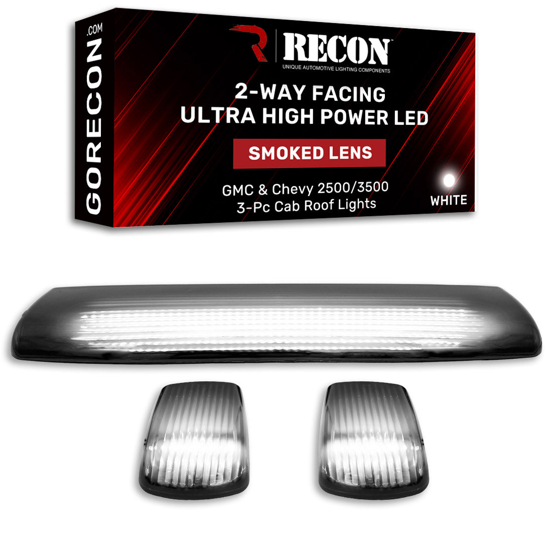 GMC & Chevy 15-19 Heavy-Duty 3 Piece Cab Roof Light Kit 2-Way Front & Rear Facing Ultra High-Power LEDs - Multiple Lens & Colors