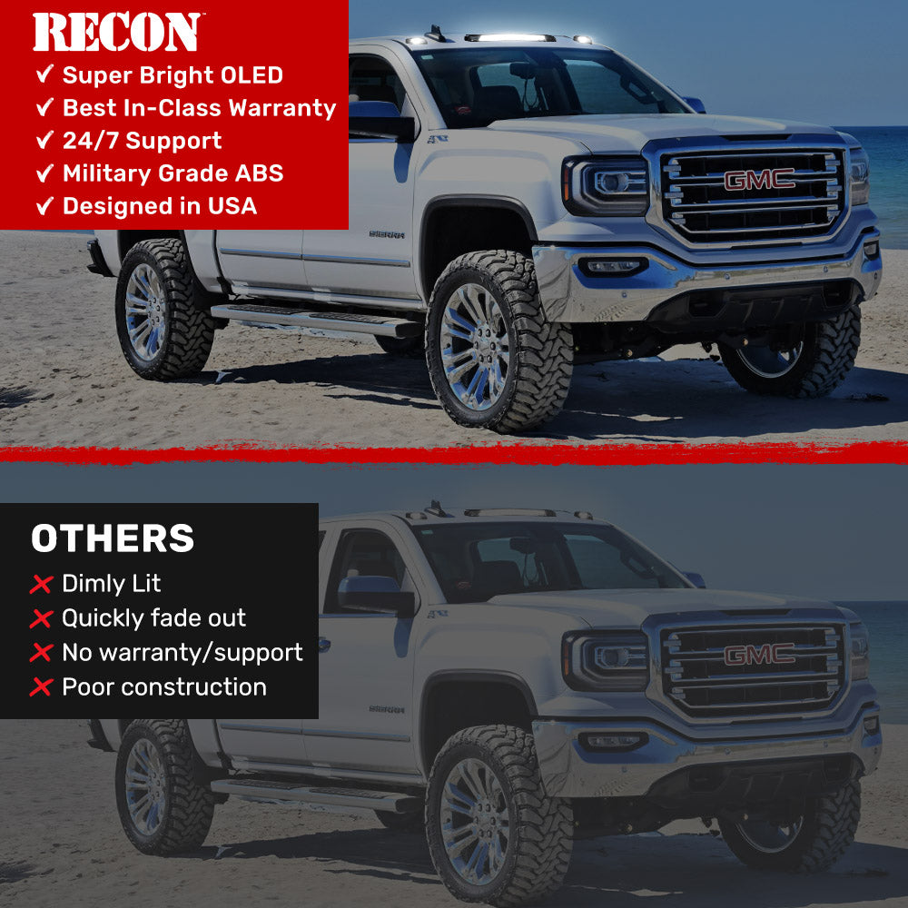 GMC & Chevy 15-19 Heavy-Duty 3 Piece Cab Roof Light Kit 2-Way Front & Rear Facing Ultra High-Power LEDs - Multiple Lens & Colors