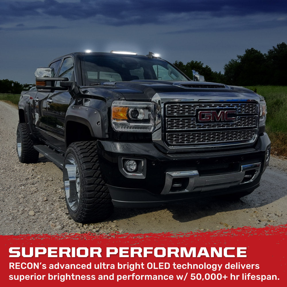 GMC & Chevy 15-19 Heavy-Duty 3 Piece Cab Roof Light Kit 2-Way Front & Rear Facing Ultra High-Power LEDs - Multiple Lens & Colors