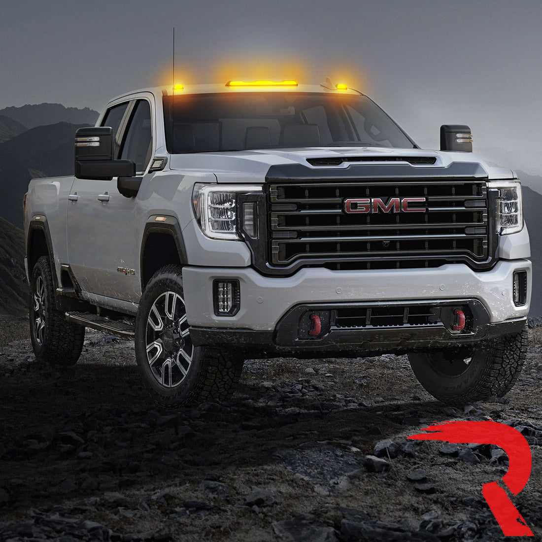 GMC & Chevy 20-26 (4th GEN Body Style) Heavy-Duty (3-Piece Set) Smoked Cab Roof Light Lens with Amber LED’s - (Attn: This cab light kit replaces OEM factory installed cab roof lights)