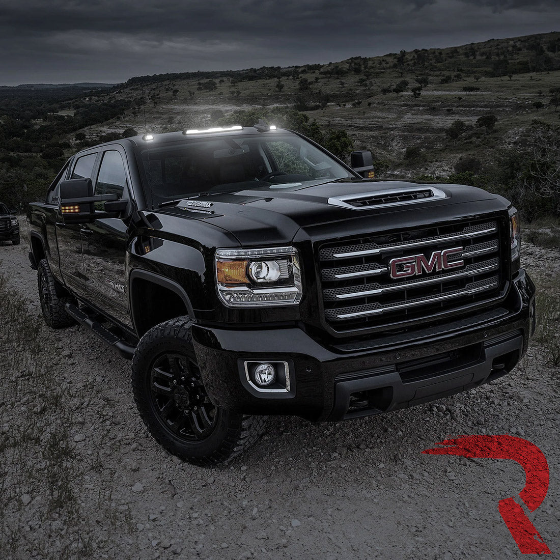 GMC & Chevy 20-26 (4th GEN Body Style) Heavy-Duty (3-Piece Set) Smoked Cab Roof Light Lens with White LEDs - (ATTN: For models that DID NOT come with factory cab roof lights)