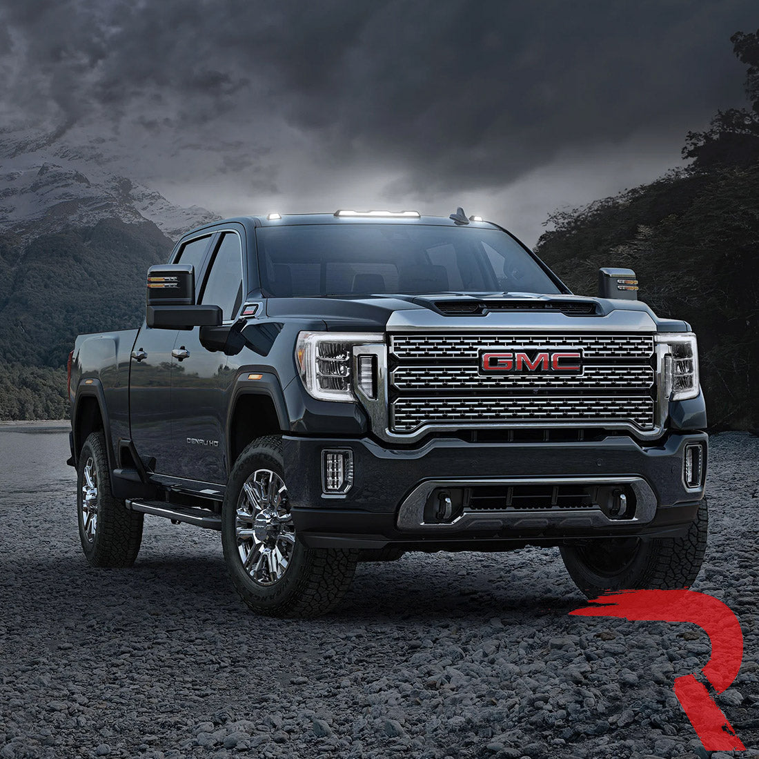 GMC & Chevy 20-26 (4th GEN Body Style) Heavy-Duty (3-Piece Set) Smoked Cab Roof Light Lens with White LEDs - (ATTN: For models that DID NOT come with factory cab roof lights)