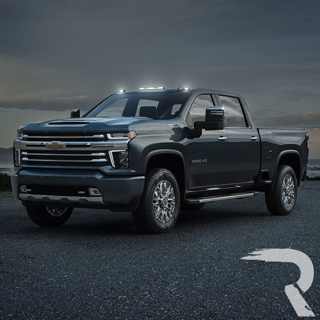 GMC & Chevy 20-26 (4th GEN Body Style) Heavy-Duty (3-Piece Set) Smoked Cab Roof Light Lens with White LEDs - (ATTN: For models that DID NOT come with factory cab roof lights)
