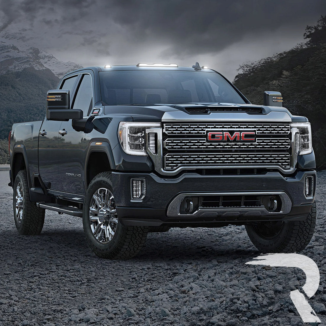 GMC & Chevy 20-26 (4th GEN Body Style) Heavy-Duty (3-Piece Set) Smoked Cab Roof Light Lens with White LEDs - (ATTN: For models that DID NOT come with factory cab roof lights)