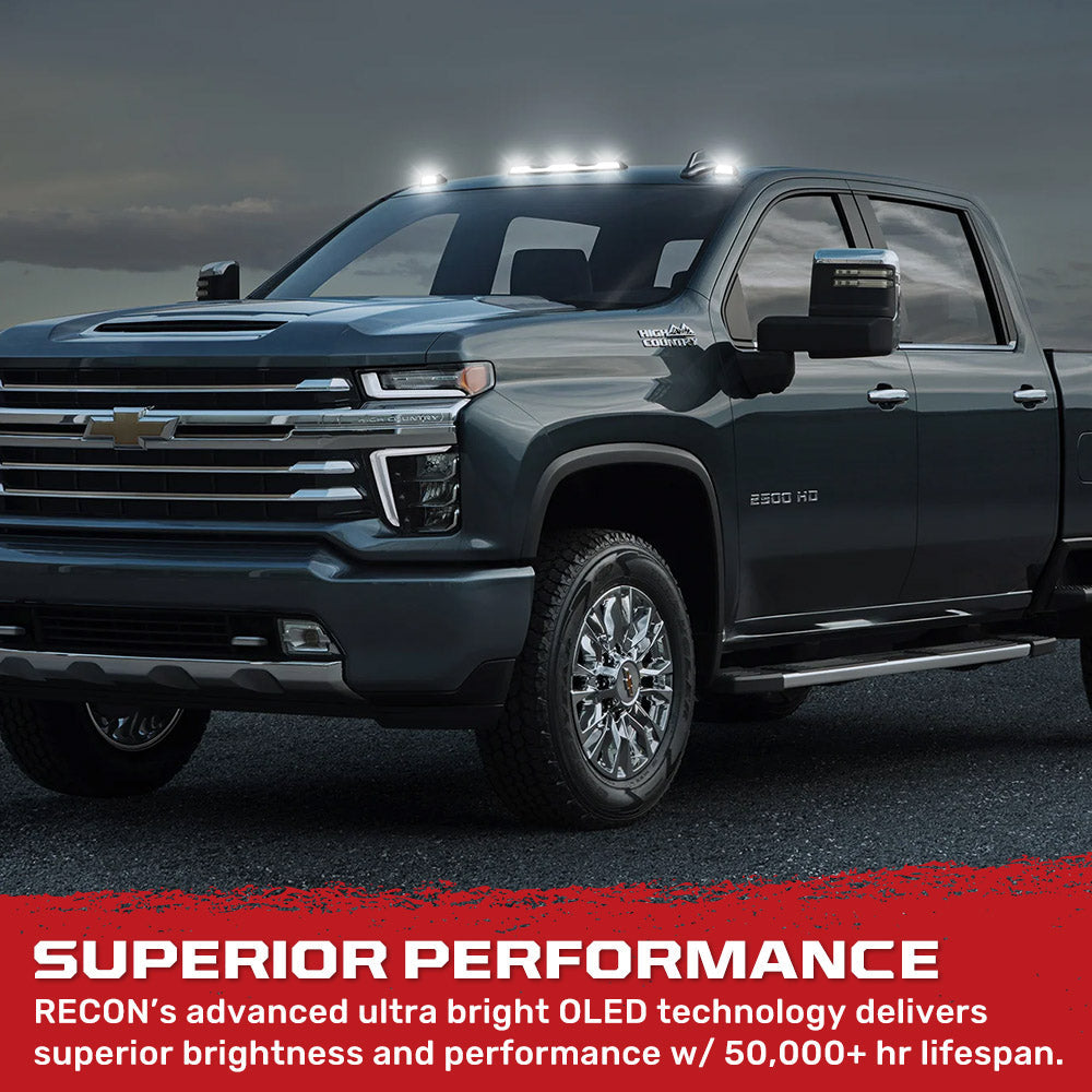 GMC & Chevy 20-26 (4th Gen) Heavy-Duty (3-Piece Set) Cab Roof Light Set 2-Way Front & Rear Facing Ultra High-Power White LEDs - (ATTN: This cab light kit replaces Factory/OEM installed cab roof lights) - Multiple Lens