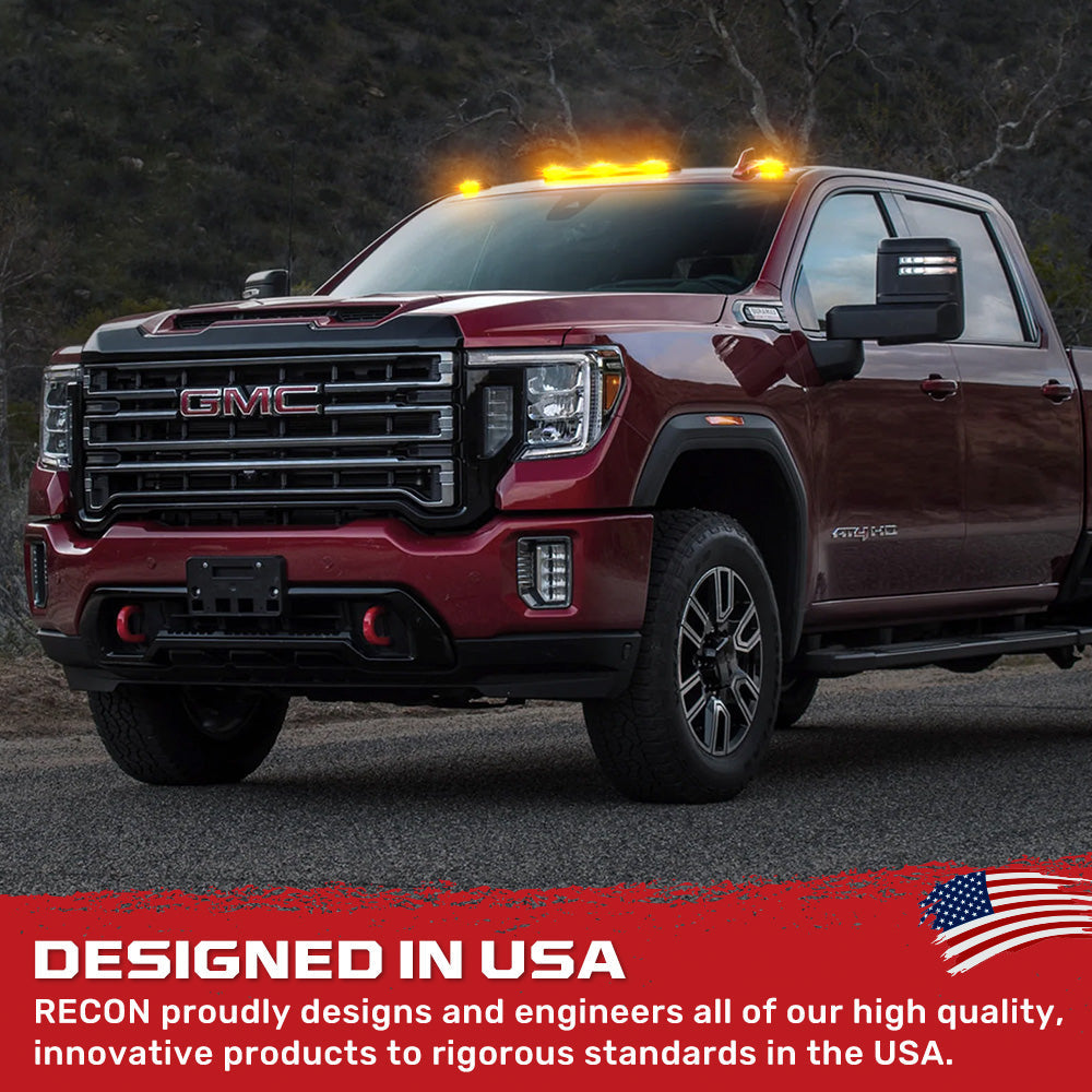 RECON - GMC & Chevy 20-26 (4th Gen) Heavy-Duty 3-Pc Cab Roof Light Set 2-Way Front & Rear Facing Ultra High-Power LED (ATTN: For models that DID NOT come with factory cab roof lights) - Multiple Options