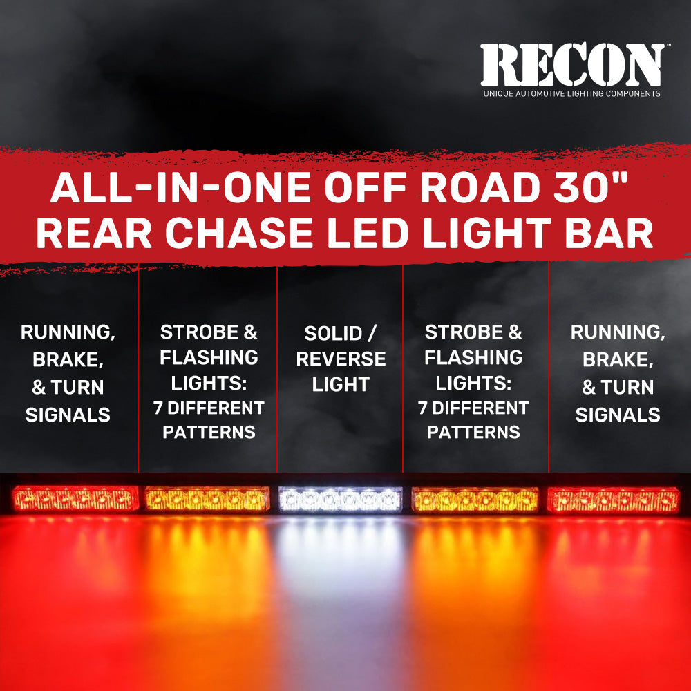 Universal Offroad ATV/UTV 30" LED Rear Chase Light Bar (Strobe/Flashing, Running, Brake, Reverse & Turn Signals)
