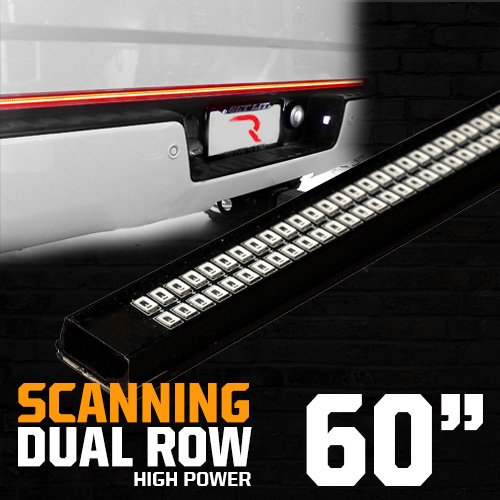 "Dual Row" Tailgate Bar High Power LED Scanning Amber Signals, Brake & Reverse Lights - Multiple Sizes