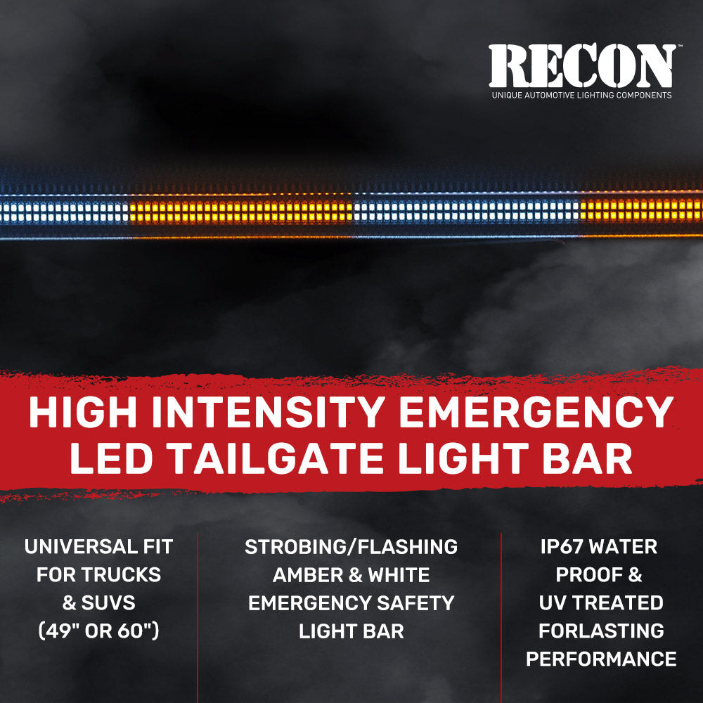 "May Day" High Intensity Dual Row Tailgate Warning Strobing LED Light Bar Amber & White - Multiple Sizes