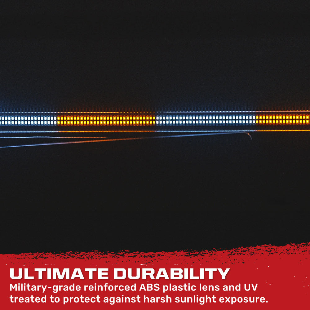 "May Day" High Intensity Dual Row Tailgate Warning Strobing LED Light Bar Amber & White - Multiple Sizes