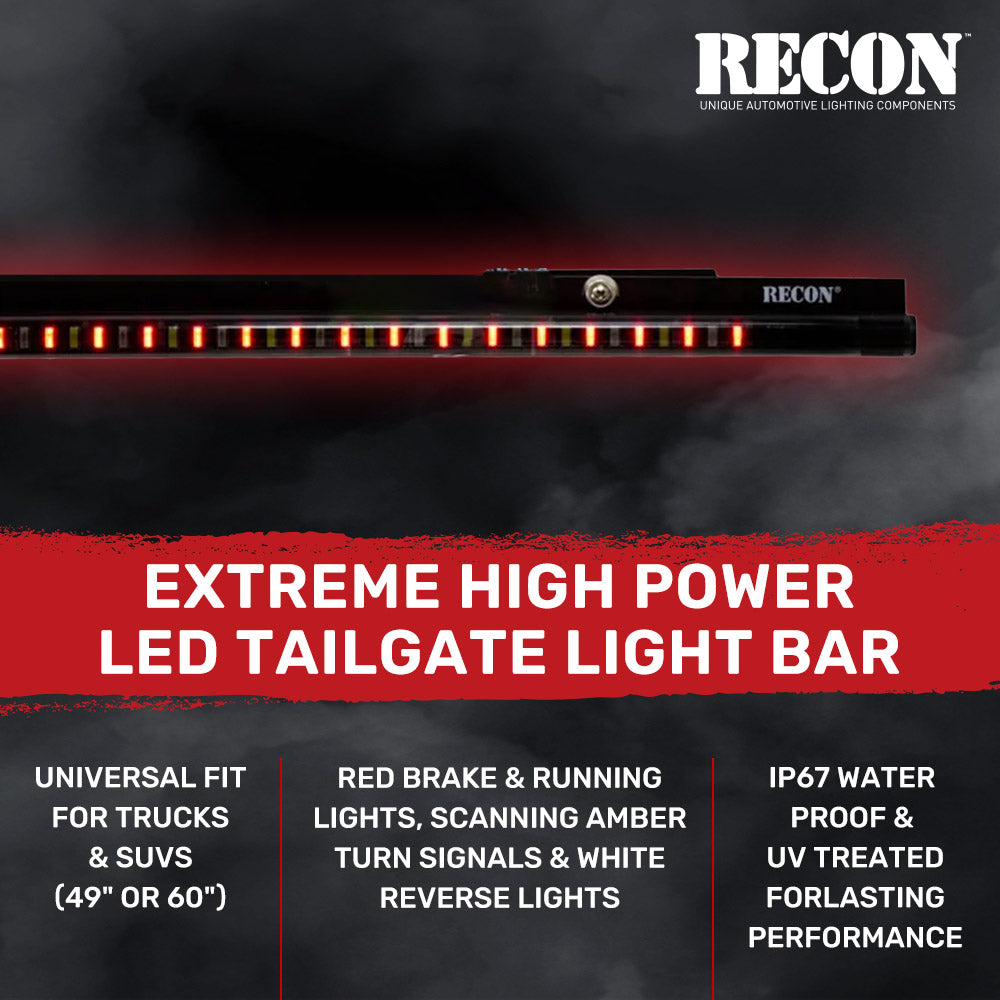 “Extreme” Tailgate Light Bar LED Scanning Amber Turn Signals, Brake & Reverse Lights - Multiple Sizes