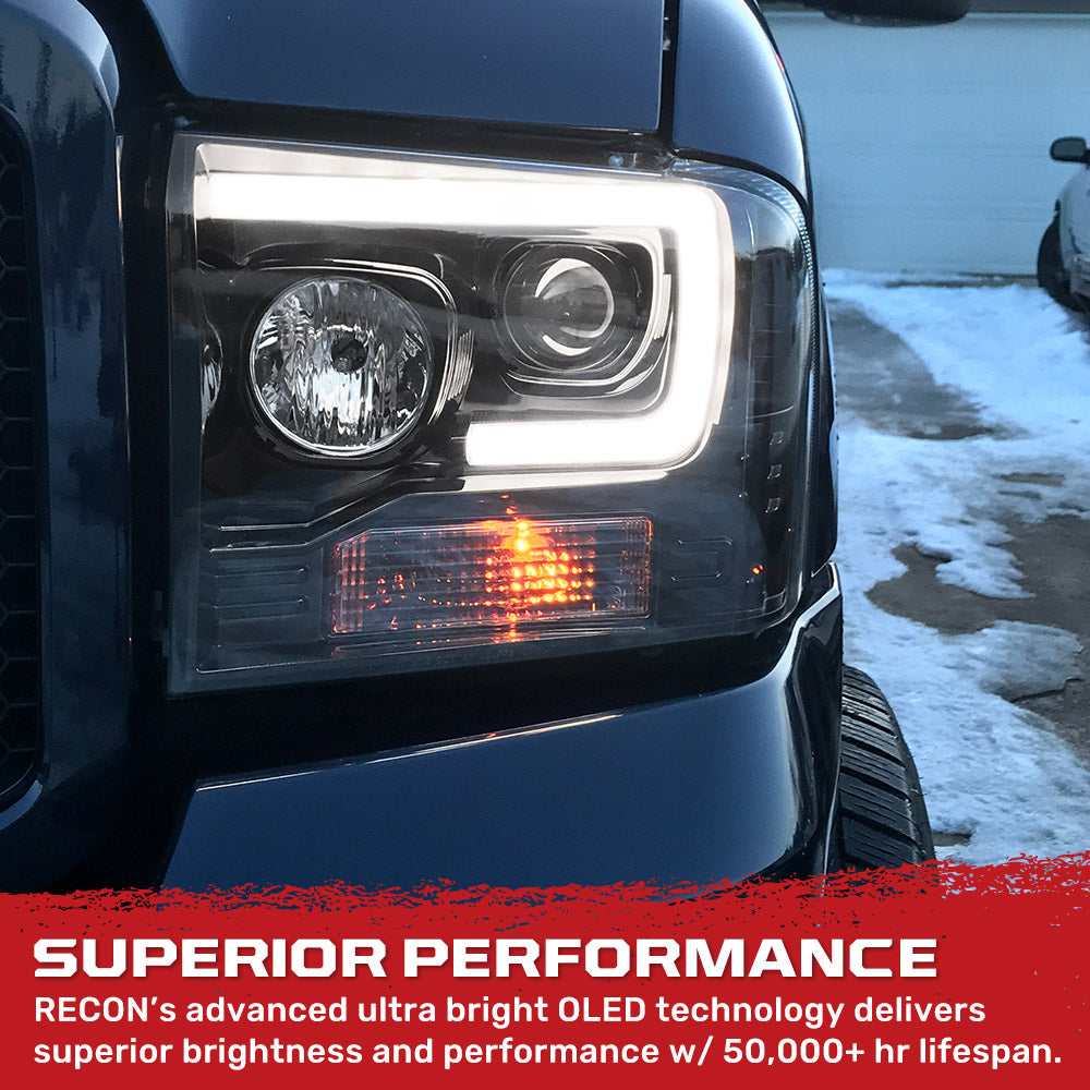 Ford Super Duty 05-07 Projector Headlights OLED Halos, DRL - Multiple Styles