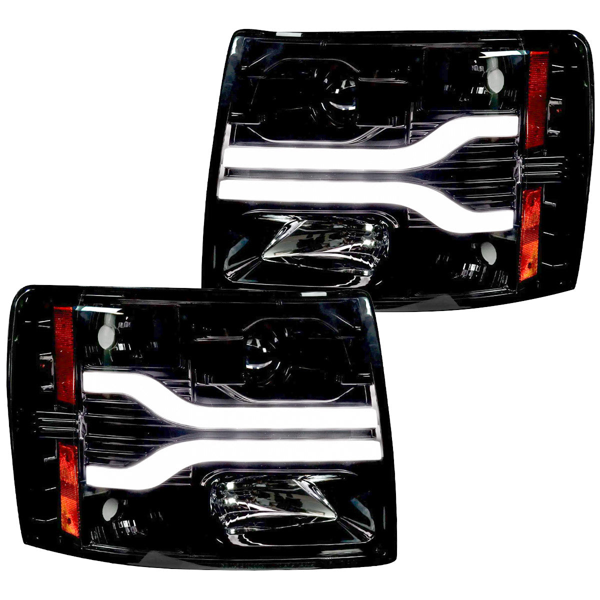 Chevrolet Silverado 07-14 (2nd Gen 3500 Dually) Projector Headlights OLED Halos DRL - Multiple Styles