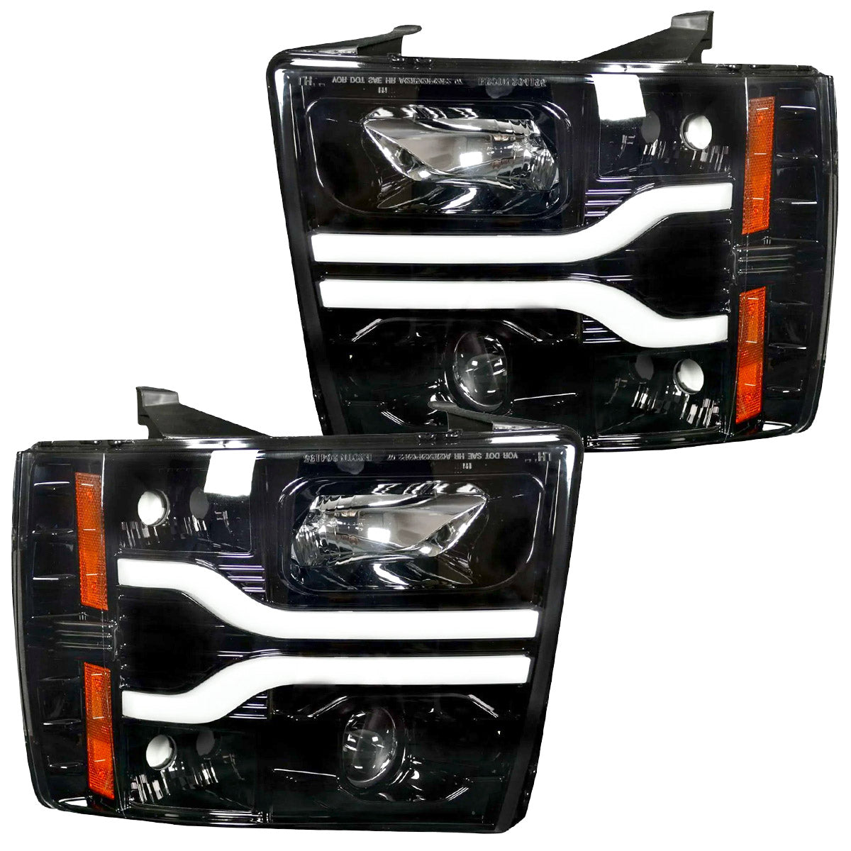 Chevrolet Silverado 07-13 (2nd Gen Single-Wheel 1500/2500/3500) Projector Headlights OLED Halos DRL - Multiple Styles