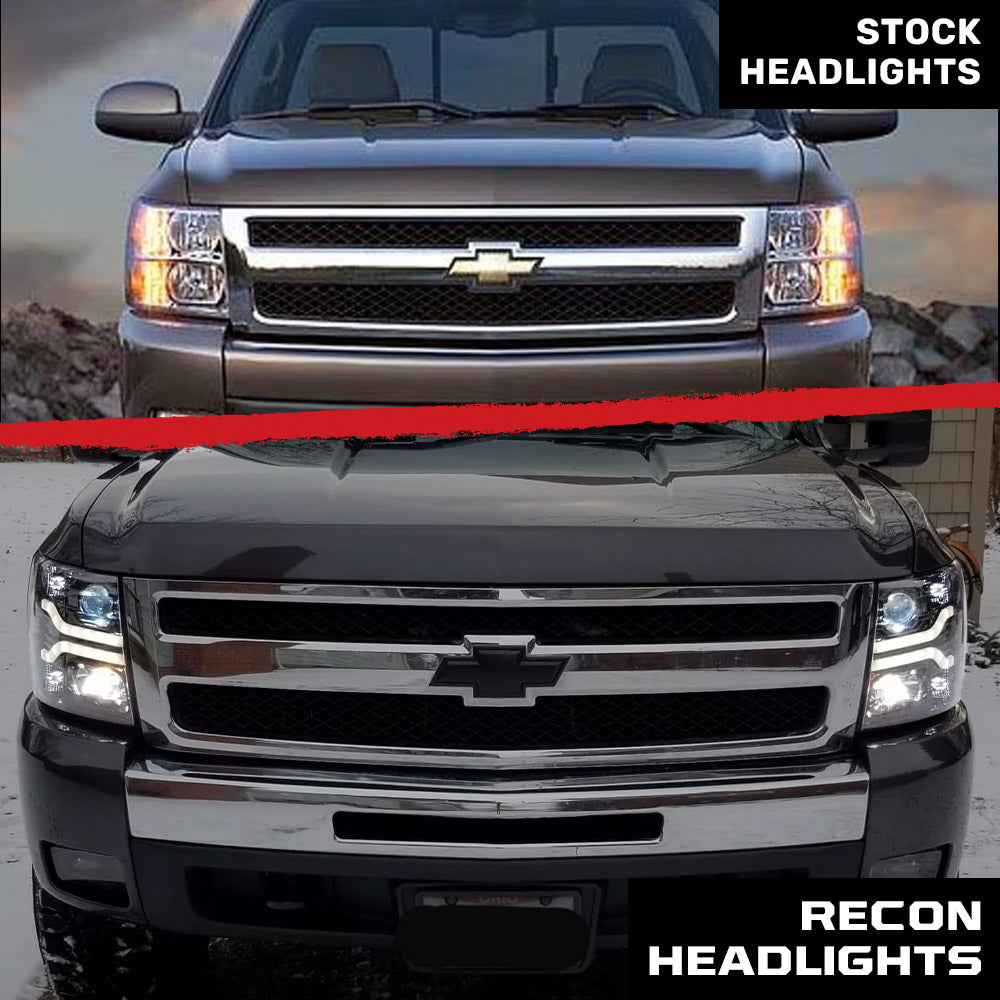 Chevrolet Silverado 07-14 (2nd Gen 3500 Dually) Projector Headlights OLED Halos DRL - Multiple Styles