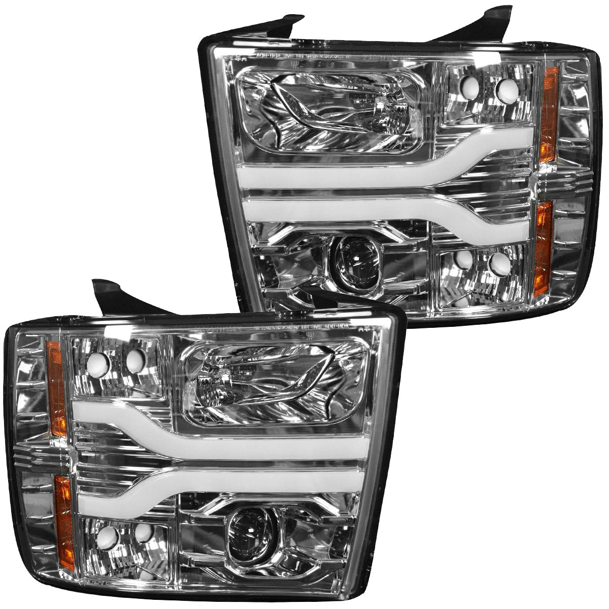 Chevrolet Silverado 07-13 (2nd Gen Single-Wheel 1500/2500/3500) Projector Headlights OLED Halos DRL - Multiple Styles