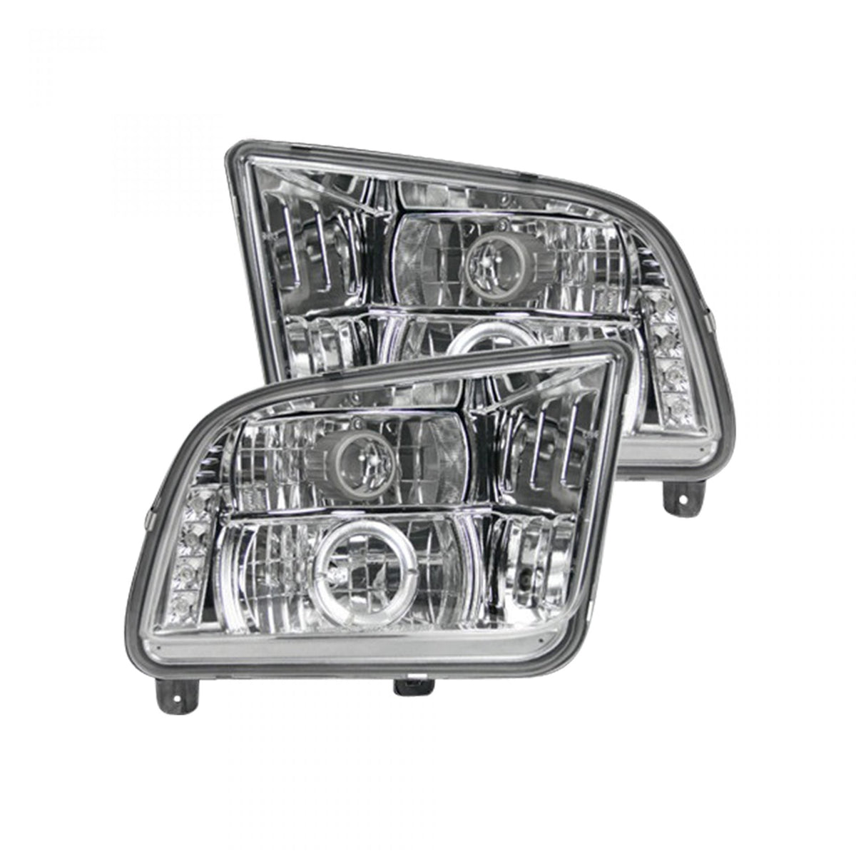 Ford Mustang 05-09 Projector Headlights in Clear/Chrome