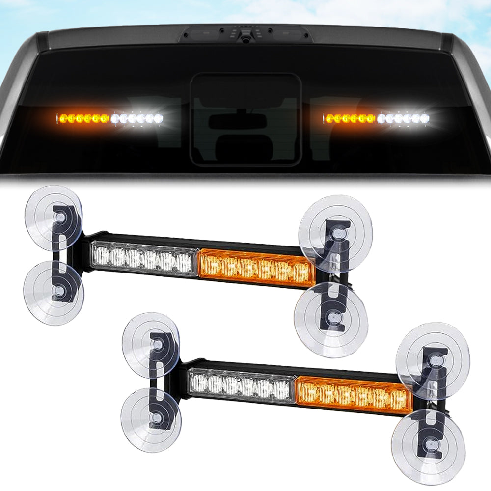 Interior Rear Window 2-PC LED Strobe/Flashing Light Bars - Suction Cup Installation A/C Adapter Plug & Play with 20 Lighting Function - Multiple Colors
