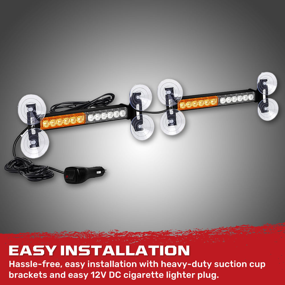 Interior Rear Window 2-PC LED Strobe/Flashing Light Bars - Suction Cup Installation A/C Adapter Plug & Play with 20 Lighting Function - Multiple Colors